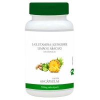 L-Glutamina com Gengibre, limão e abacaxi 500mg 60 cápsulas 
